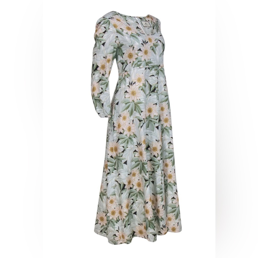 Tuckernuck Floral Long Sleeve Dress - Green and White - Picture 2 of 16